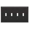 Century Matte Black Steel - 4 Toggle Wallplate - Wallplate Warehouse 163T4MB 070686004555 4 Toggle