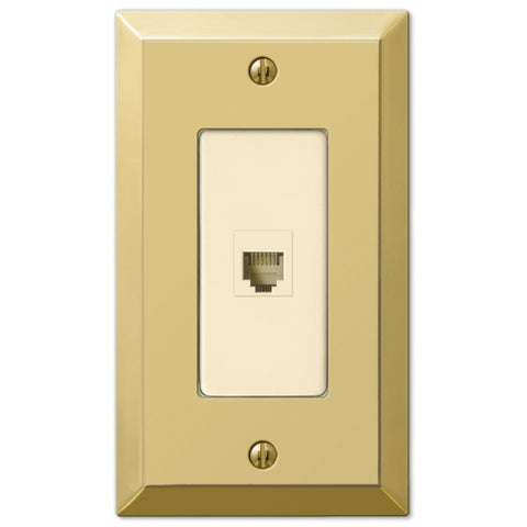 Century Polished Brass Steel - 1 Phone Jack Wallplate - Wallplate Warehouse 163PHBR 070686580479 Phone Jacks