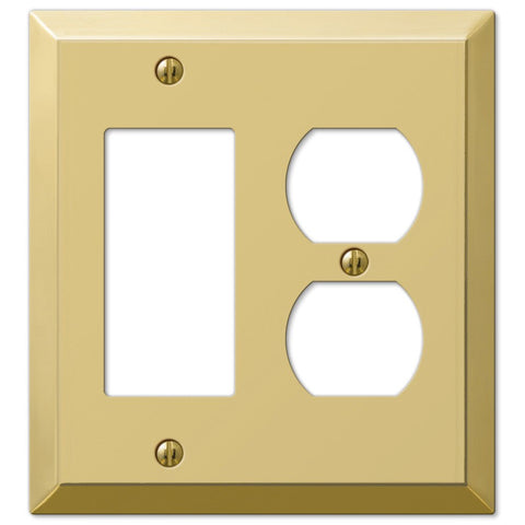 Century Polished Brass Steel - 1 Rocker / 1 Duplex Wallplate - Wallplate Warehouse 163RDBR 070686579725 1 Rocker / 1 Duplex