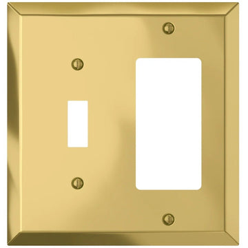 Century Polished Brass Steel - 1 Toggle / 1 Rocker Wallplate - Wallplate Warehouse 163TRBR 070686179321 1 Toggle / 1 Rocker