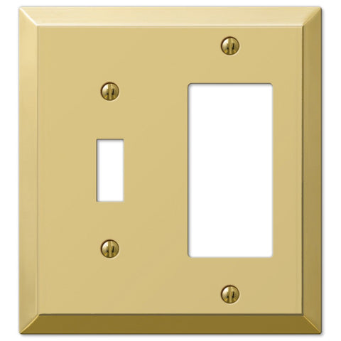 Century Polished Brass Steel - 1 Toggle / 1 Rocker Wallplate - Wallplate Warehouse 163TRBR 070686179321 1 Toggle / 1 Rocker