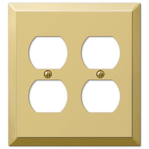 Century Polished Brass Steel - 2 Duplex Wallplate - Wallplate Warehouse 163DDBR 070686392454 2 Duplex
