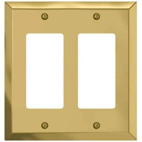 Century Polished Brass Steel - 2 Rocker Wallplate - Wallplate Warehouse 163RRBR 070686400876 2 Rocker