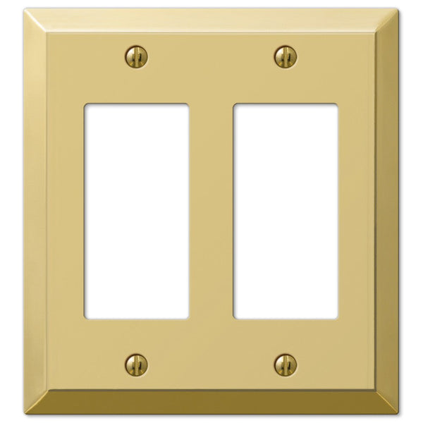 Century Polished Brass Steel - 2 Rocker Wallplate - Wallplate Warehouse 163RRBR 070686400876 2 Rocker