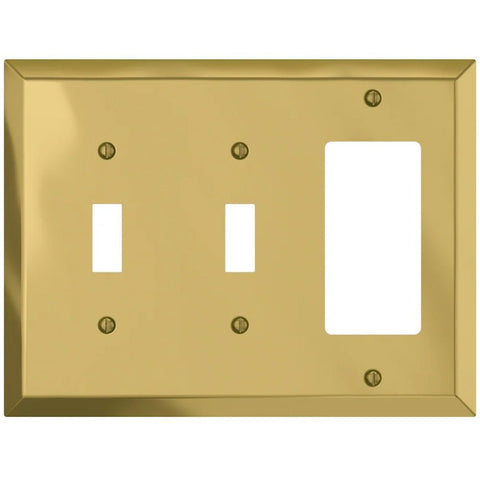 Century Polished Brass Steel - 2 Toggle / 1 Rocker Wallplate - Wallplate Warehouse 163TTRBR 070686579732 2 Toggle / 1 Rocker