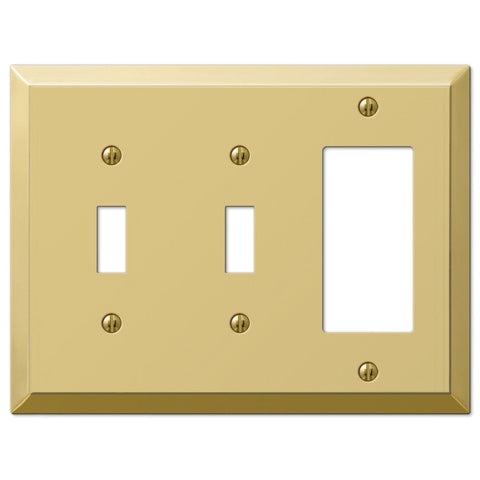 Century Polished Brass Steel - 2 Toggle / 1 Rocker Wallplate - Wallplate Warehouse 163TTRBR 070686579732 2 Toggle / 1 Rocker