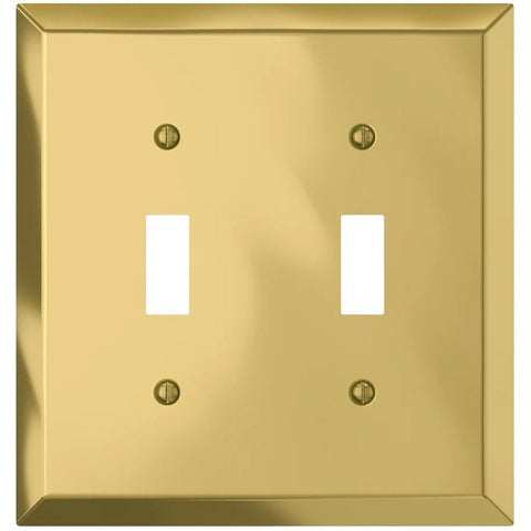 Century Polished Brass Steel - 2 Toggle Wallplate - Wallplate Warehouse 163TTBR 070686164556 2 Toggle