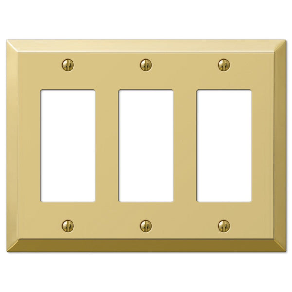 Century Polished Brass Steel - 3 Rocker Wallplate - Wallplate Warehouse 163RRRBR 070686579756 3 Rocker