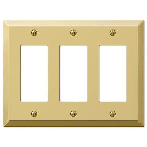 Century Polished Brass Steel - 3 Rocker Wallplate - Wallplate Warehouse 163RRRBR 070686579756 3 Rocker