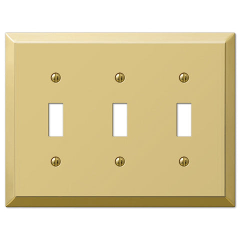 Century Polished Brass Steel - 3 Toggle Wallplate - Wallplate Warehouse 163TTTBR 070686164587 3 Toggle