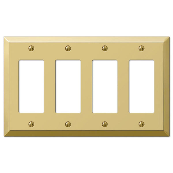 Century Polished Brass Steel - 4 Rocker Wallplate - Wallplate Warehouse 163R4BR 070686579763 4 Rocker