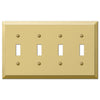 Century Polished Brass Steel - 4 Toggle Wallplate - Wallplate Warehouse 163T4BR 070686164600 4 Toggle
