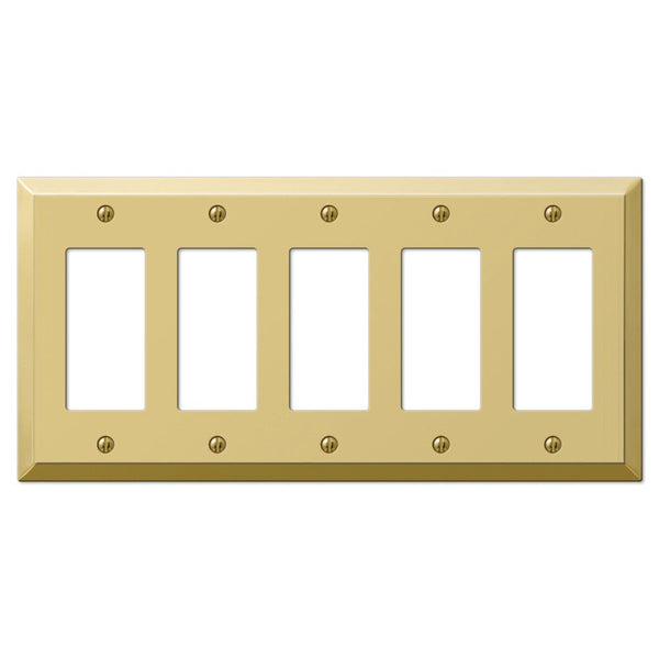 Century Polished Brass Steel - 5 Rocker Wallplate - Wallplate Warehouse 163R5BR 070686579770 5 Rocker