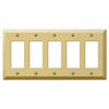 Century Polished Brass Steel - 5 Rocker Wallplate - Wallplate Warehouse 163R5BR 070686579770 5 Rocker