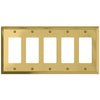 Century Polished Brass Steel - 5 Rocker Wallplate - Wallplate Warehouse 163R5BR 070686579770 5 Rocker