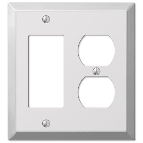 Century Polished Chrome Steel - 1 Rocker / 1 Duplex Wallplate - Wallplate Warehouse 161RD 070686578407 1 Rocker / 1 Duplex