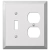 Century Polished Chrome Steel - 1 Toggle / 1 Duplex Wallplate - Wallplate Warehouse 161TD 070686174784 1 Toggle / 1 Duplex
