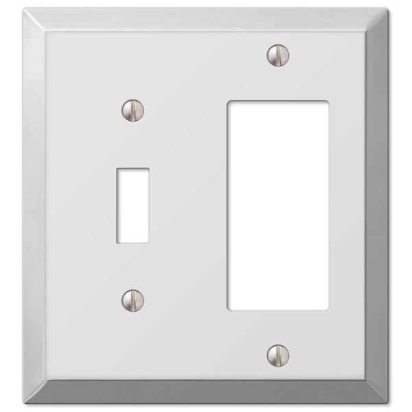 Century Polished Chrome Steel - 1 Toggle / 1 Rocker Wallplate - Wallplate Warehouse 161TR 070686555156 1 Toggle / 1 Rocker