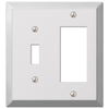 Century Polished Chrome Steel - 1 Toggle / 1 Rocker Wallplate - Wallplate Warehouse 161TR 070686555156 1 Toggle / 1 Rocker