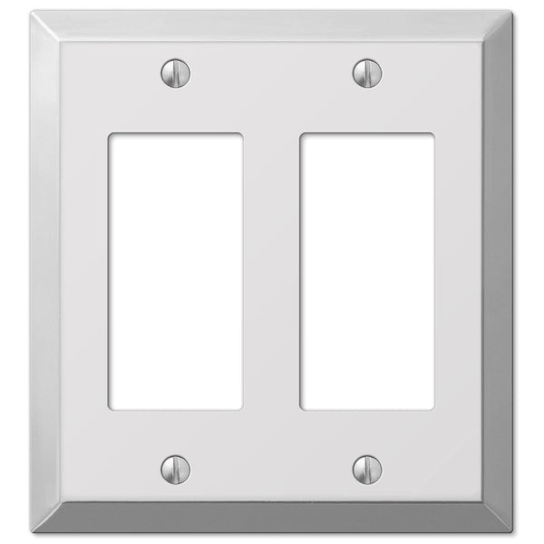 Century Polished Chrome Steel - 2 Rocker Wallplate - Wallplate Warehouse 161RR 070686555132 2 Rocker
