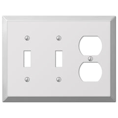 Century Polished Chrome Steel - 2 Toggle / 1 Duplex Wallplate
