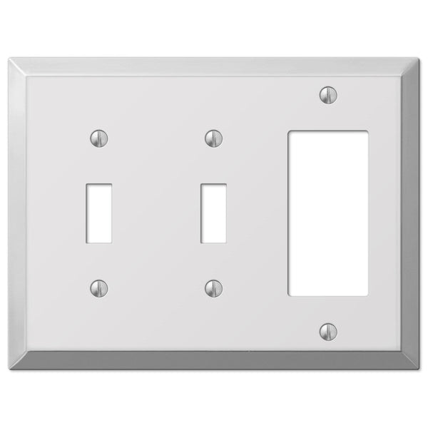 Century Polished Chrome Steel - 2 Toggle / 1 Rocker Wallplate - Wallplate Warehouse 161TTR 070686579695 2 Toggle / 1 Rocker