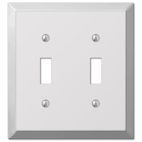 Century Polished Chrome Steel - 2 Toggle Wallplate - Wallplate Warehouse 161TT 070686174685 2 Toggle
