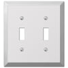 Century Polished Chrome Steel - 2 Toggle Wallplate - Wallplate Warehouse 161TT 070686174685 2 Toggle