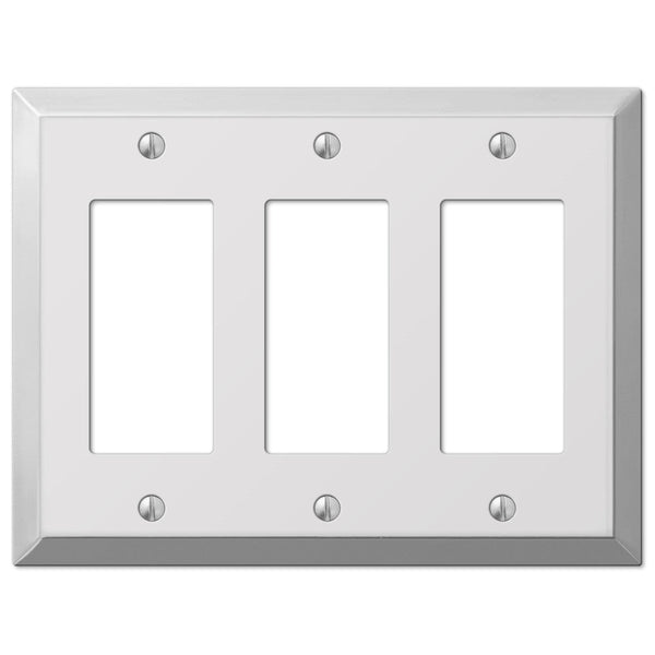 Century Polished Chrome Steel - 3 Rocker Wallplate - Wallplate Warehouse 161RRR 070686555163 3 Rocker