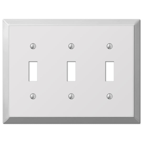 Century Polished Chrome Steel - 3 Toggle Wallplate - Wallplate Warehouse 161TTT 070686555088 3 Toggle