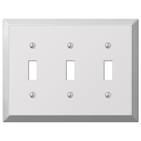 Century Polished Chrome Steel - 3 Toggle Wallplate - Wallplate Warehouse 161TTT 070686555088 3 Toggle
