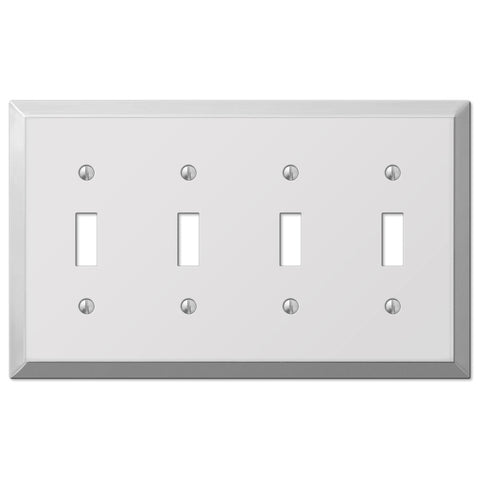 Century Polished Chrome Steel - 4 Toggle Wallplate - Wallplate Warehouse 161T4 070686555170 4 Toggle