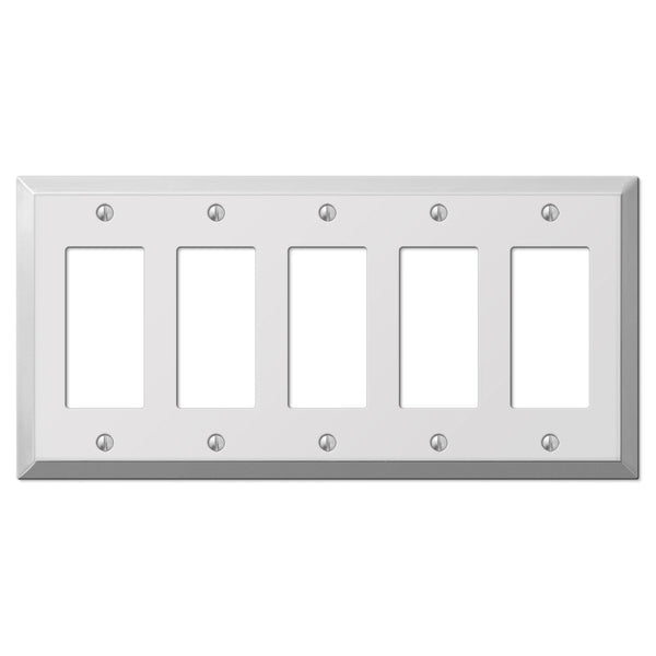 Century Polished Chrome Steel - 5 Rocker Wallplate - Wallplate Warehouse 161R5 070686579664 5 Rocker