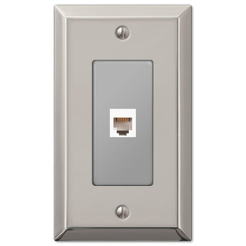 Century Polished Nickel Steel - 1 Phone Jack Wallplate - Wallplate Warehouse 163PHPN 070686580509 Phone Jacks