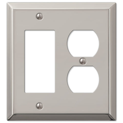 Century Polished Nickel Steel - 1 Rocker / 1 Duplex Wallplate - Wallplate Warehouse 163RDPN 070686574225 1 Rocker / 1 Duplex