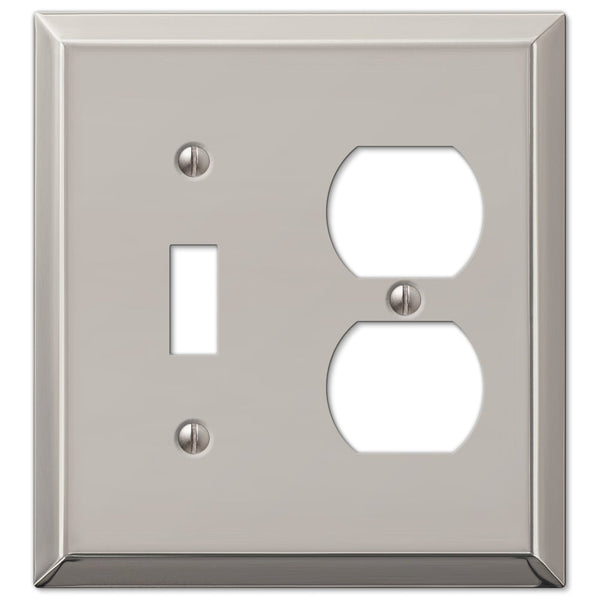Century Polished Nickel Steel - 1 Toggle / 1 Duplex Wallplate - Wallplate Warehouse 163TDPN 070686574188 1 Toggle / 1 Duplex