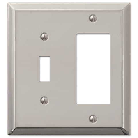 Century Polished Nickel Steel - 1 Toggle / 1 Rocker Wallplate - Wallplate Warehouse 163TRPN 070686574195 1 Toggle / 1 Rocker