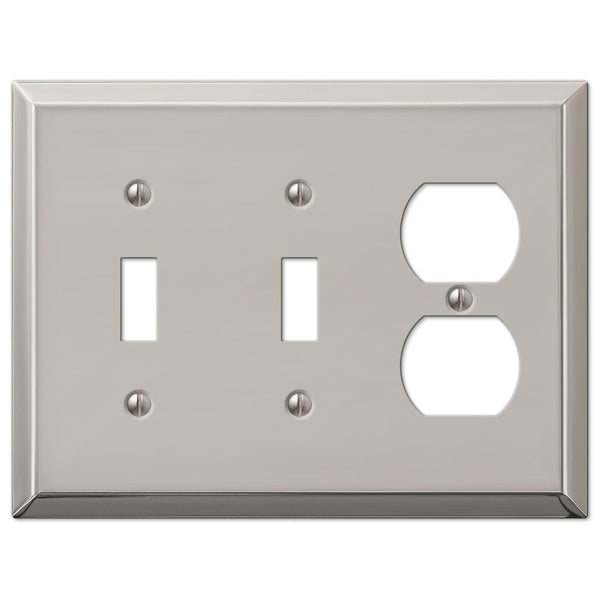 Century Polished Nickel Steel - 2 Toggle / 1 Duplex Wallplate - Wallplate Warehouse 163TTDPN 070686574232 2 Toggle / 1 Duplex