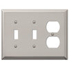 Century Polished Nickel Steel - 2 Toggle / 1 Duplex Wallplate - Wallplate Warehouse 163TTDPN 070686574232 2 Toggle / 1 Duplex