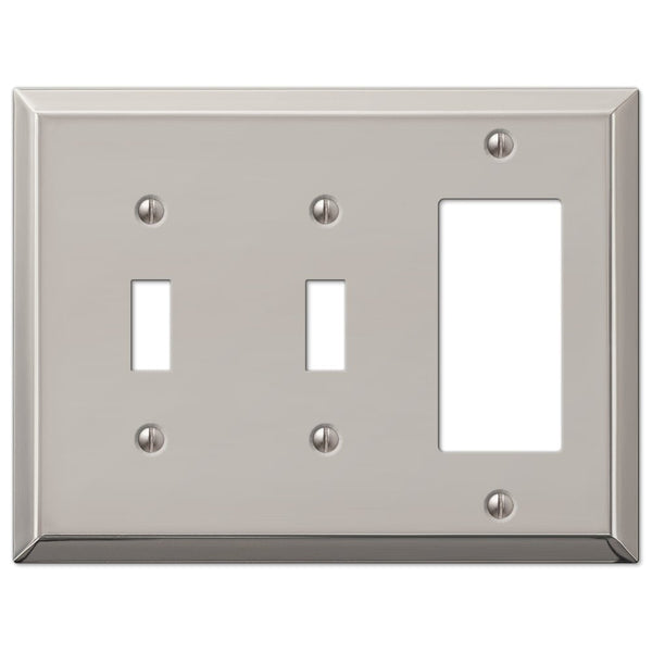 Century Polished Nickel Steel - 2 Toggle / 1 Rocker Wallplate - Wallplate Warehouse 163TTRPN 070686574249 2 Toggle / 1 Rocker