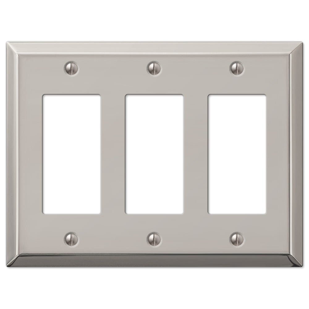 Century Polished Nickel Steel - 3 Rocker Wallplate
