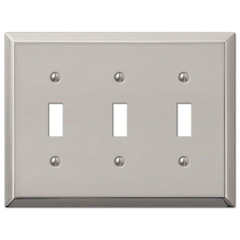 Century Polished Nickel Steel - 3 Toggle Wallplate - Wallplate Warehouse 163TTTPN 070686574256 3 Toggle