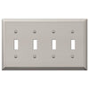 Century Polished Nickel Steel - 4 Toggle Wallplate - Wallplate Warehouse 163T4PN 070686574270 4 Toggle