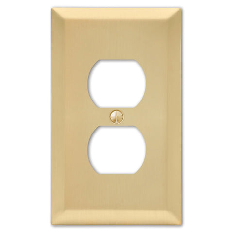 Century Satin Brass Steel - 1 Duplex Wallplate - Wallplate Warehouse 163DSB 070686586167 1 Duplex
