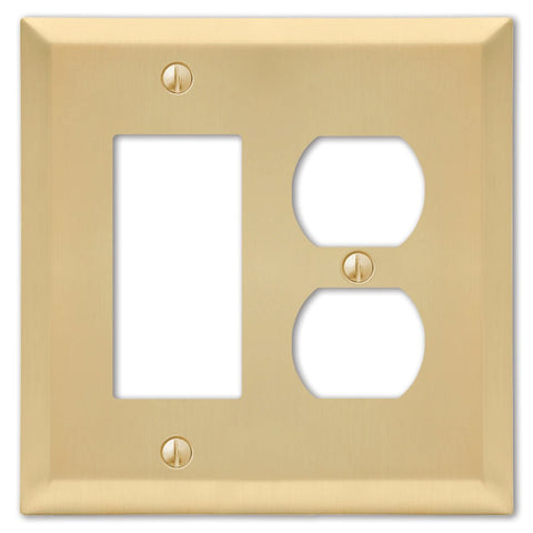 Century Satin Brass Steel - 1 Rocker / 1 Duplex Wallplate - Wallplate Warehouse 163RDSB 070686586815 1 Rocker / 1 Duplex