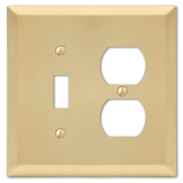 Century Satin Brass Steel - 1 Toggle / 1 Duplex Wallplate - Wallplate Warehouse 163TDSB 070686586730 1 Toggle / 1 Duplex