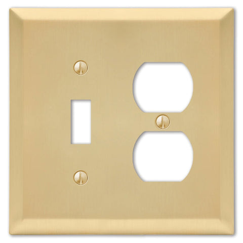 Century Satin Brass Steel - 1 Toggle / 1 Duplex Wallplate - Wallplate Warehouse 163TDSB 070686586730 1 Toggle / 1 Duplex
