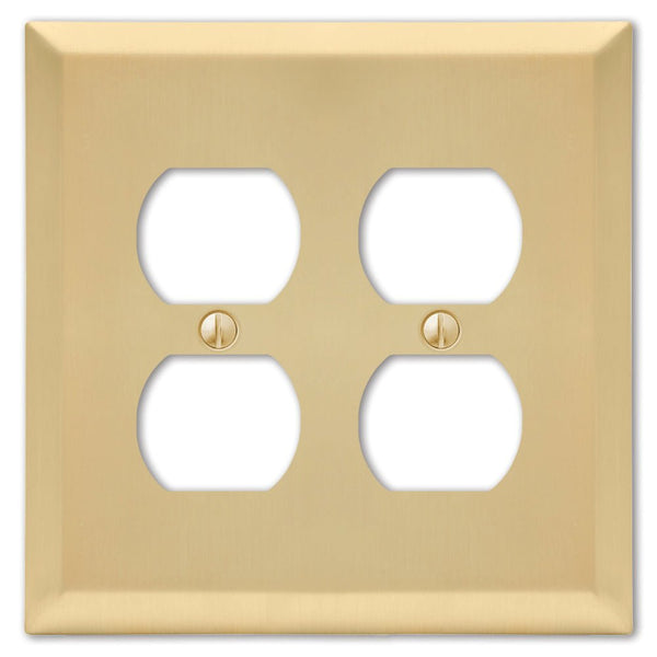 Century Satin Brass Steel - 2 Duplex Wallplate - Wallplate Warehouse 163DDSB 070686586723 2 Duplex