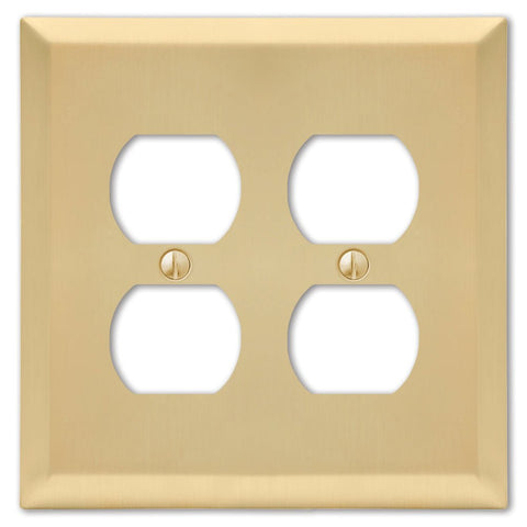 Century Satin Brass Steel - 2 Duplex Wallplate - Wallplate Warehouse 163DDSB 070686586723 2 Duplex