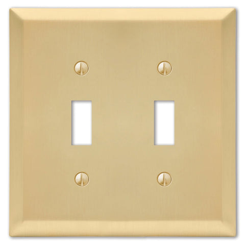 Century Satin Brass Steel - 2 Toggle Wallplate - Wallplate Warehouse 163TTSB 070686586181 2 Toggle